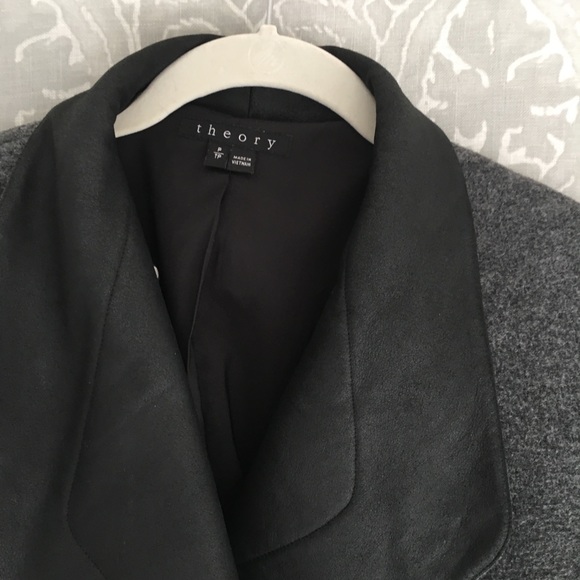 Theory Wool and Leather Coat - Picture 2 of 5